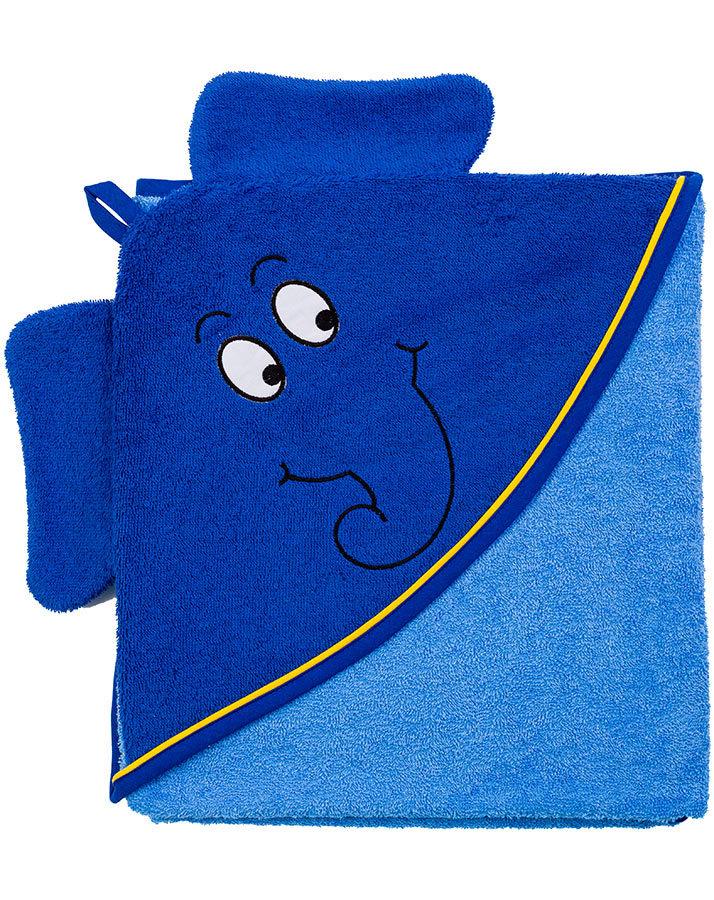 Kapuzenbadetuch ELEFANT (100x100) in blau