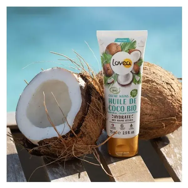 Lovea - Crème Mains - Huile De Coco Bio - Peaux Sèches 75ml