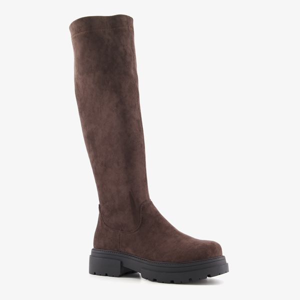 Blue Box hoge dames stretch boots bruin