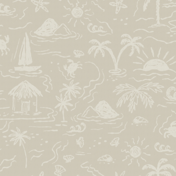 Vliesbehang Sunset island taupe (dessin 139737)