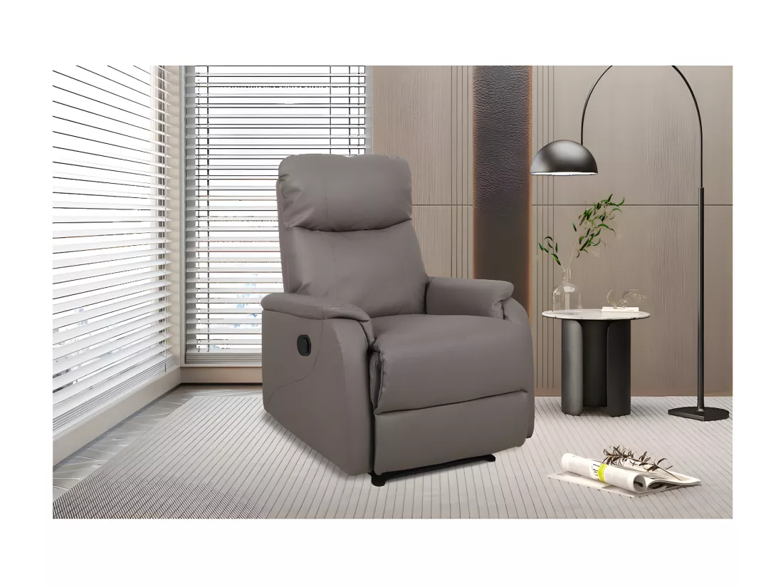 Fauteuil relaxation relevable manuellement TOKIO coloris taupe