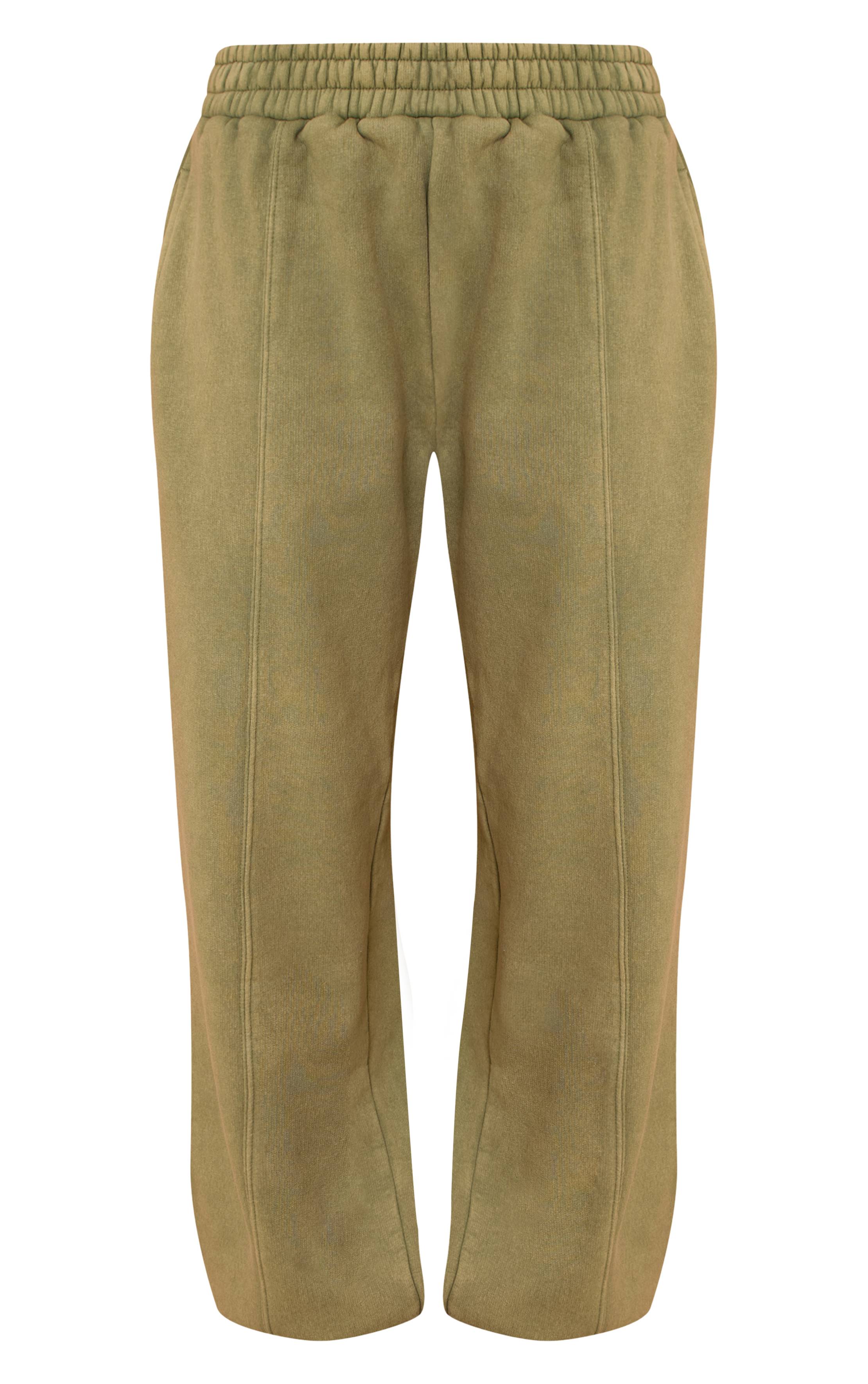 Vert Sauge Pantalon De Jogging À Revers Avec Coutures Contrastées Effet Délavé Acide