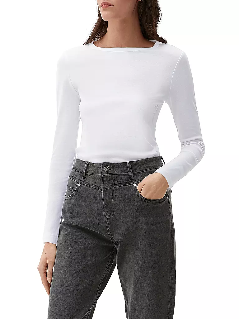 S.OLIVER Langarmshirt weiss