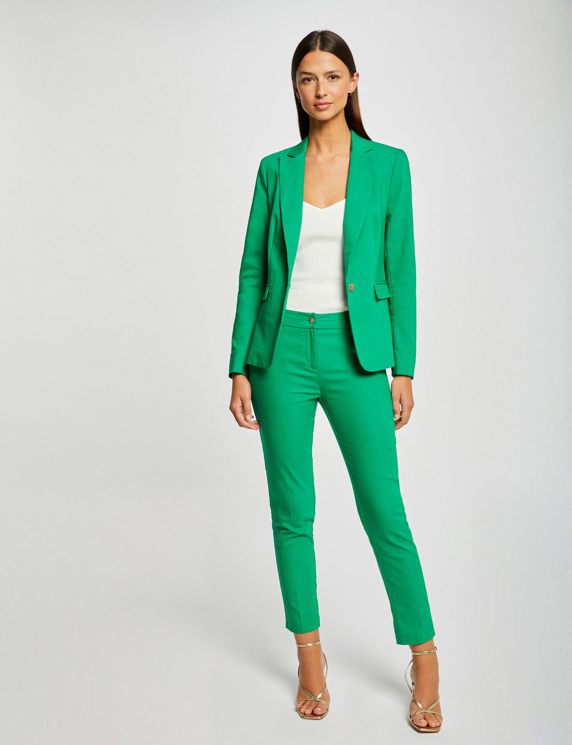 Pantalon city droit 7/8ème vert femme - vert