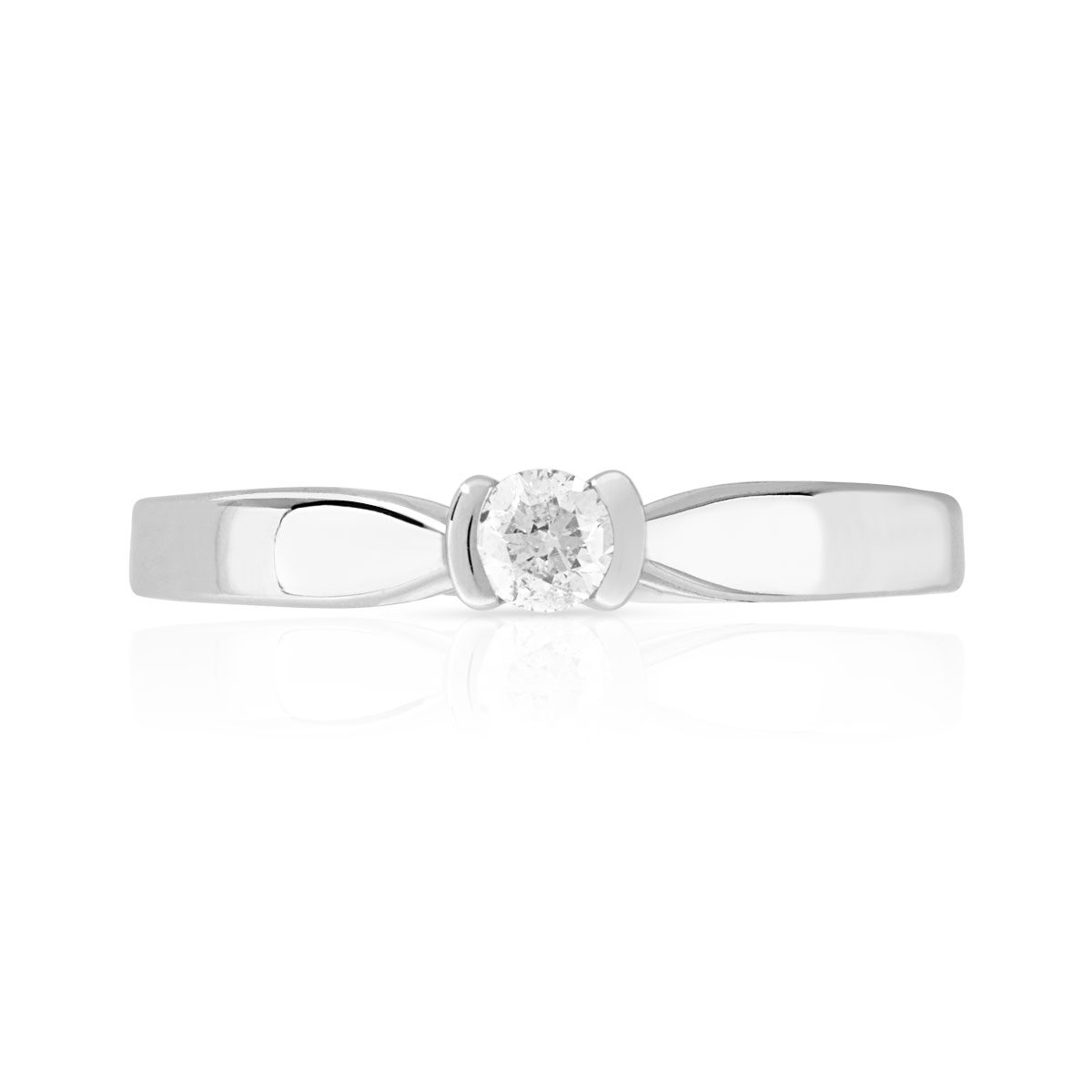 Solitaire or blanc 750 diamant 0.10 carat H/P1