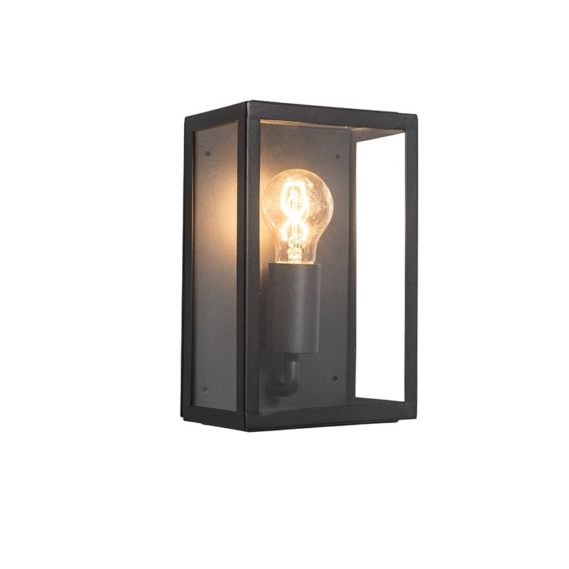 Industriële buiten wandlamp zwart met glas 25,5 cm IP44 - Rotterdam