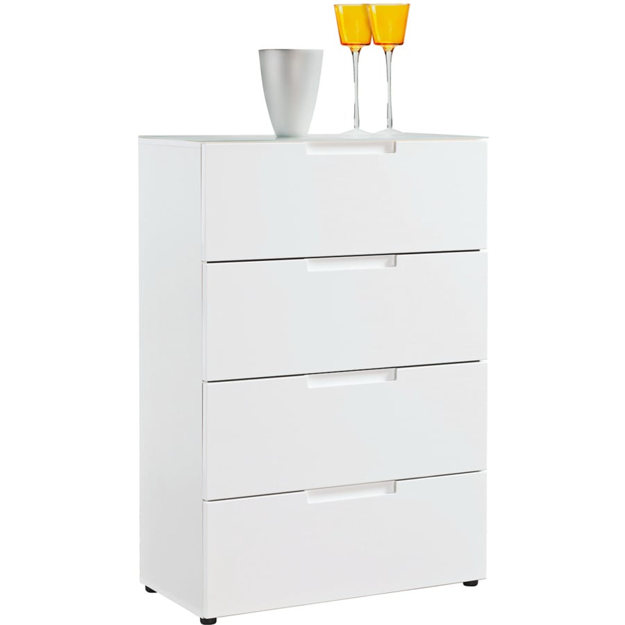 Kommode Mailand Dekor Hochglanz Milchglasabdeckung 80 x 89 x 40 cm