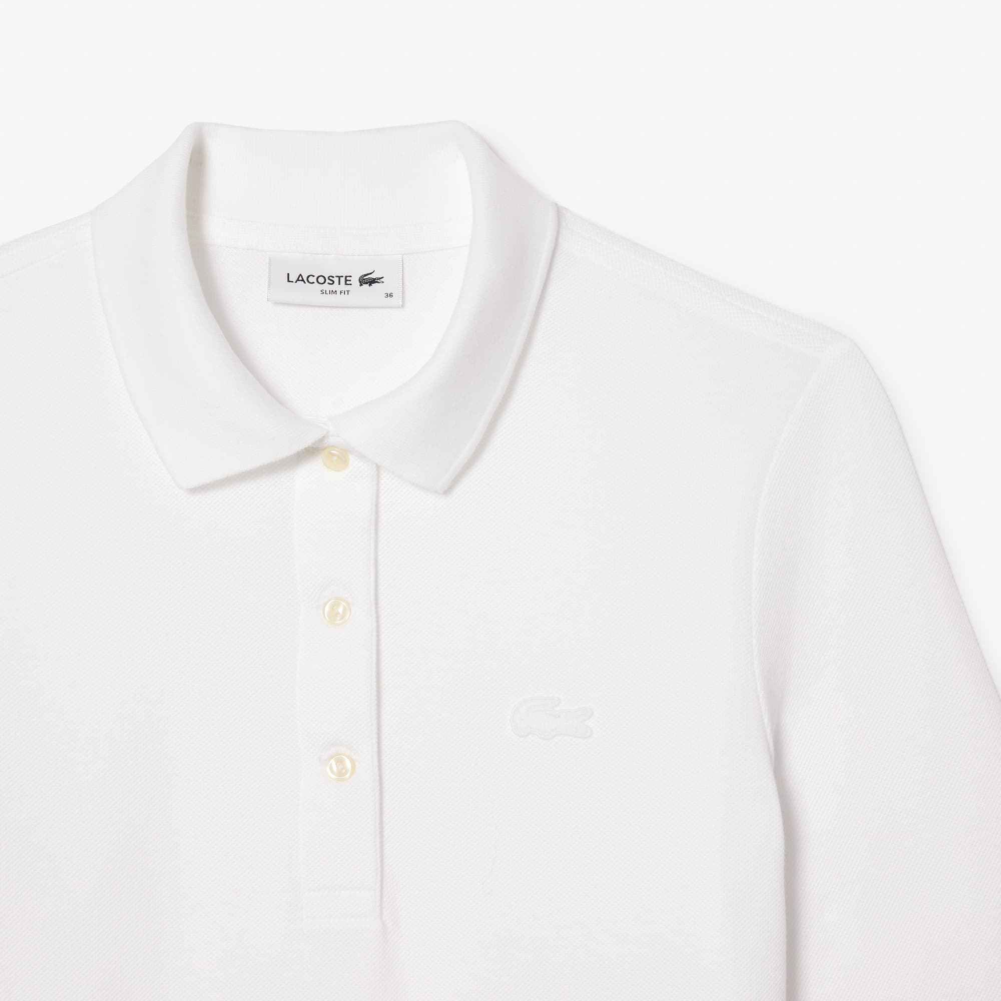 Polo Lacoste slim fit à manches trois-quarts en coton souple Manches Courtes - Blanc - Lacoste - Femme