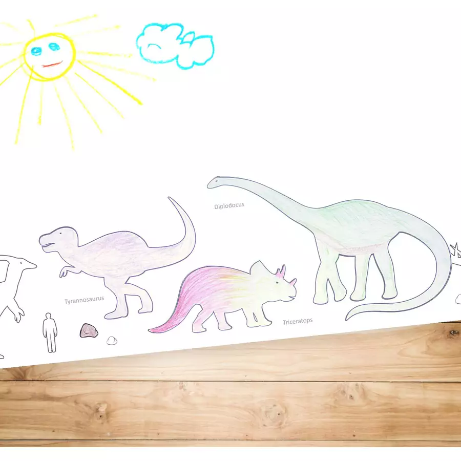 Nikima Papierunterlage A2 Schreibtischunterlage Dinosaurier zum ausmalen weiß