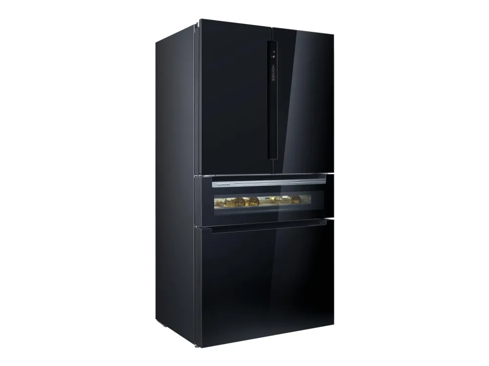 Siemens iQ700 KF96RSBEA - Køleskab/fryser - frans dør-bundfryser - Wi-Fi - bredde: 90.6 cm - dybde: 73.6 cm - højde: 183 cm - 572 liter - Klasse E - sort