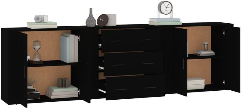 vidaXL - Dressoirs - Zwart - Bewerkt Hout