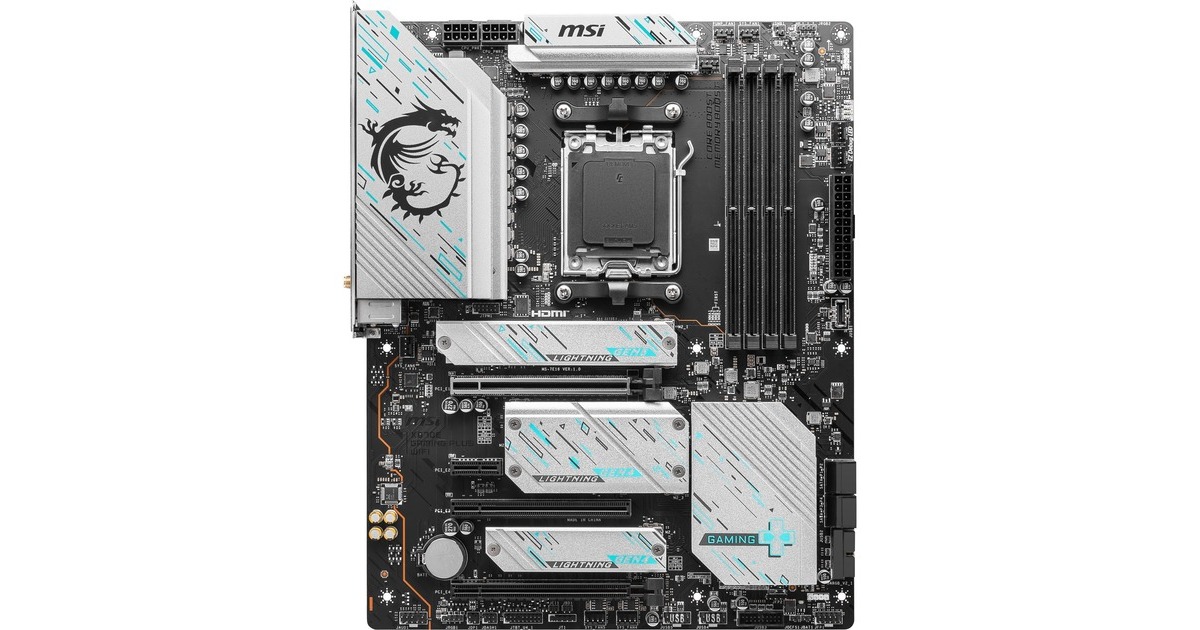 MSIX670E GAMING PLUS WIFI socket AM5 moederbord  (Zwart/zilver, RAID, 2.5Gb-LAN, Wi-Fi 6E, BT, Sound, ATX, Tweedekans)