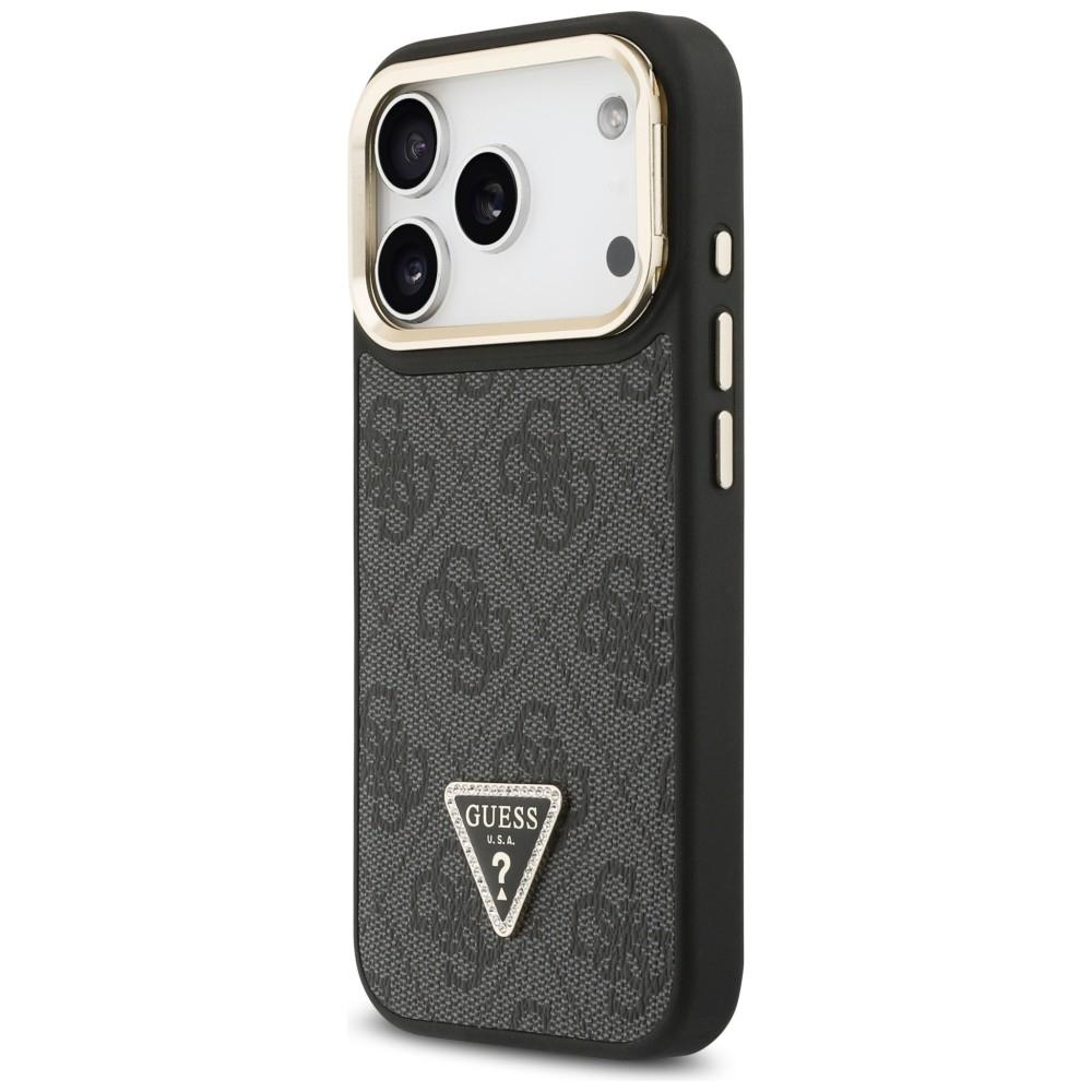 iPhone 17 Pro MagSafe Leder Hardcase Hülle 4G Triangle Logo & Stand Camera (GUHMP17LPCS4GPTK) - Schwarz