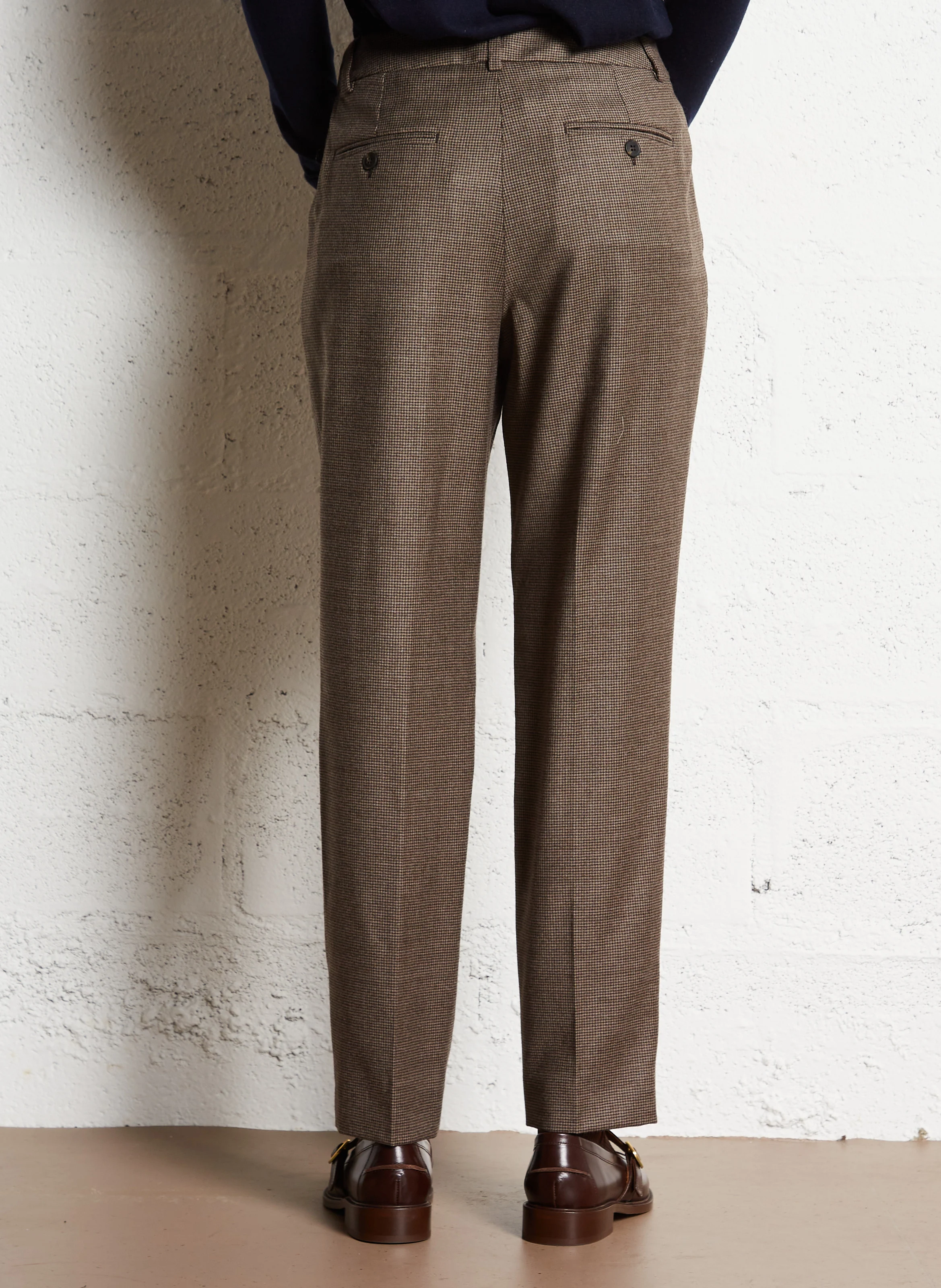 CALDAIA - Pantalon carotte en laine mélangée | Marron
