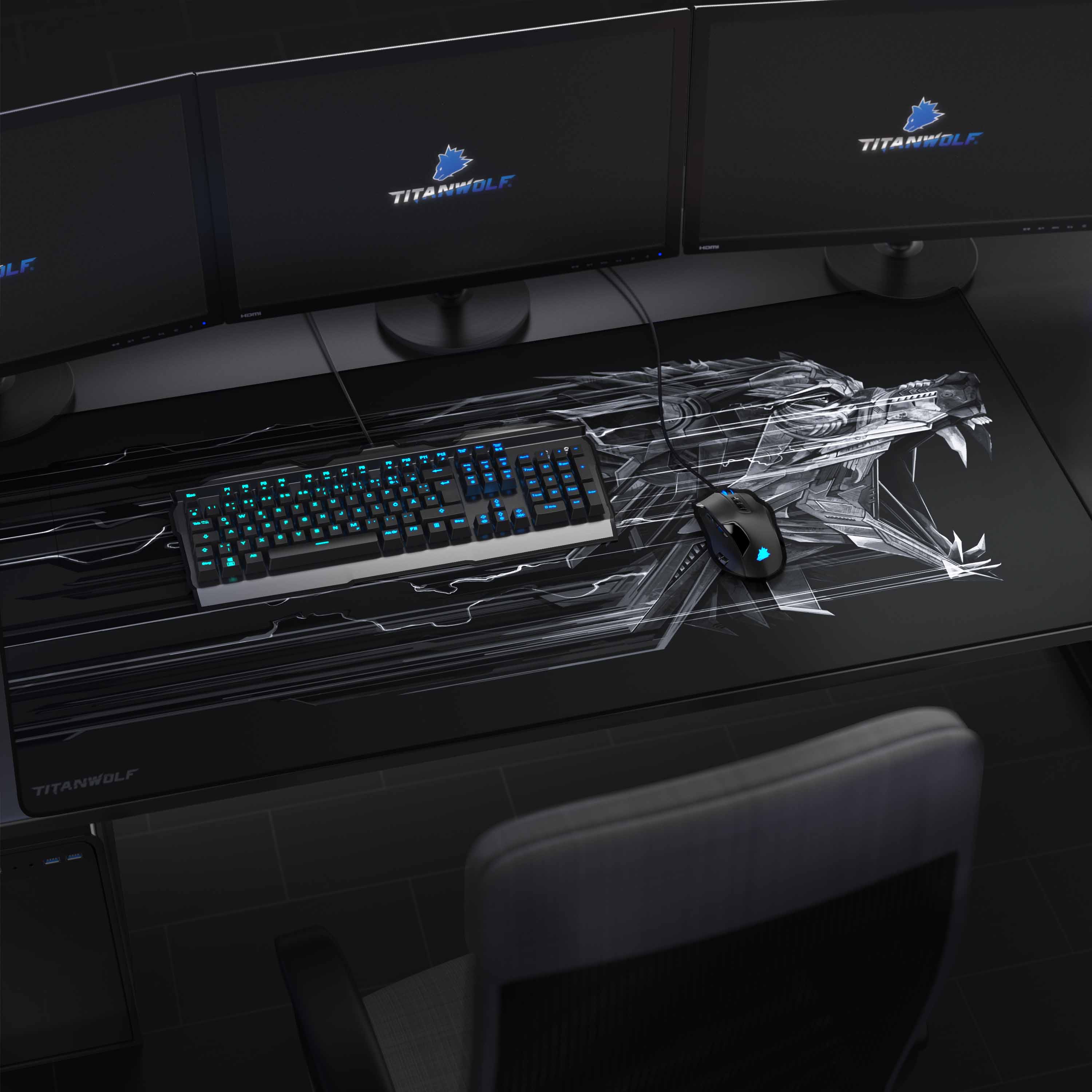 Titanwolf Gaming Mauspad, XXXL Speed Mousepad 1200 x 600 mm, Geschwindigkeit & Präzision, Wolf Epsilon