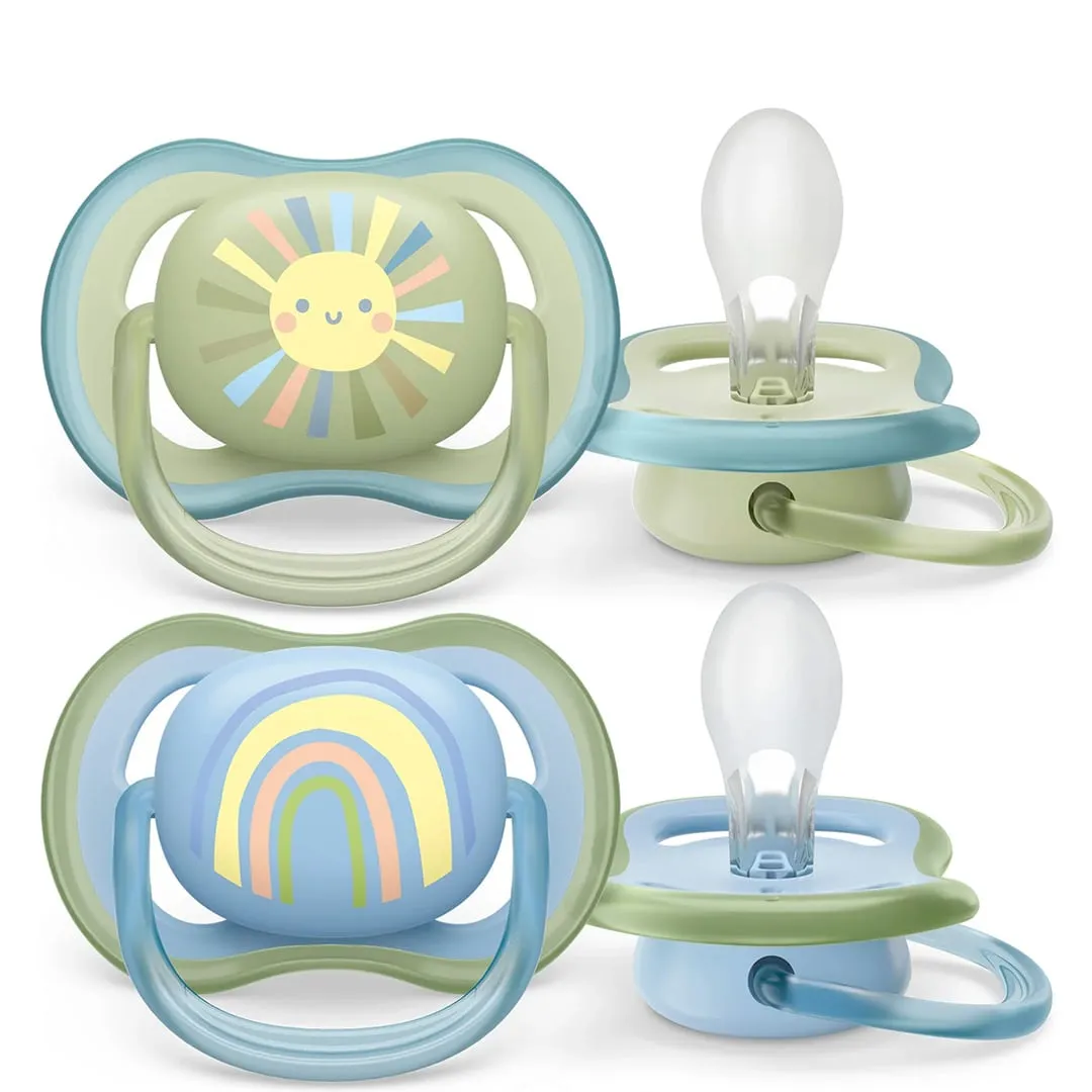 Philips Avent Suce Ultra Air 0-6 mois Soleil Souriant  Arc-en-ciel Bleu (2)