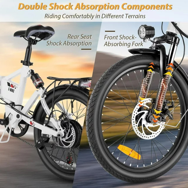 Gocio 500W Folding Electric Bike, 20'' Electric Commuter Bike, Aluminum Alloy Lightweight Electric Bicycle, Ebike Built-in 48V 7.8Ah Removable Lithium-Ion Battery, Urban Electric Bikes for Adults