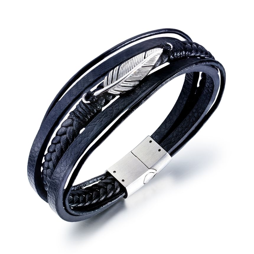 Tenri - Armband met gelaagde imitatieleren veren