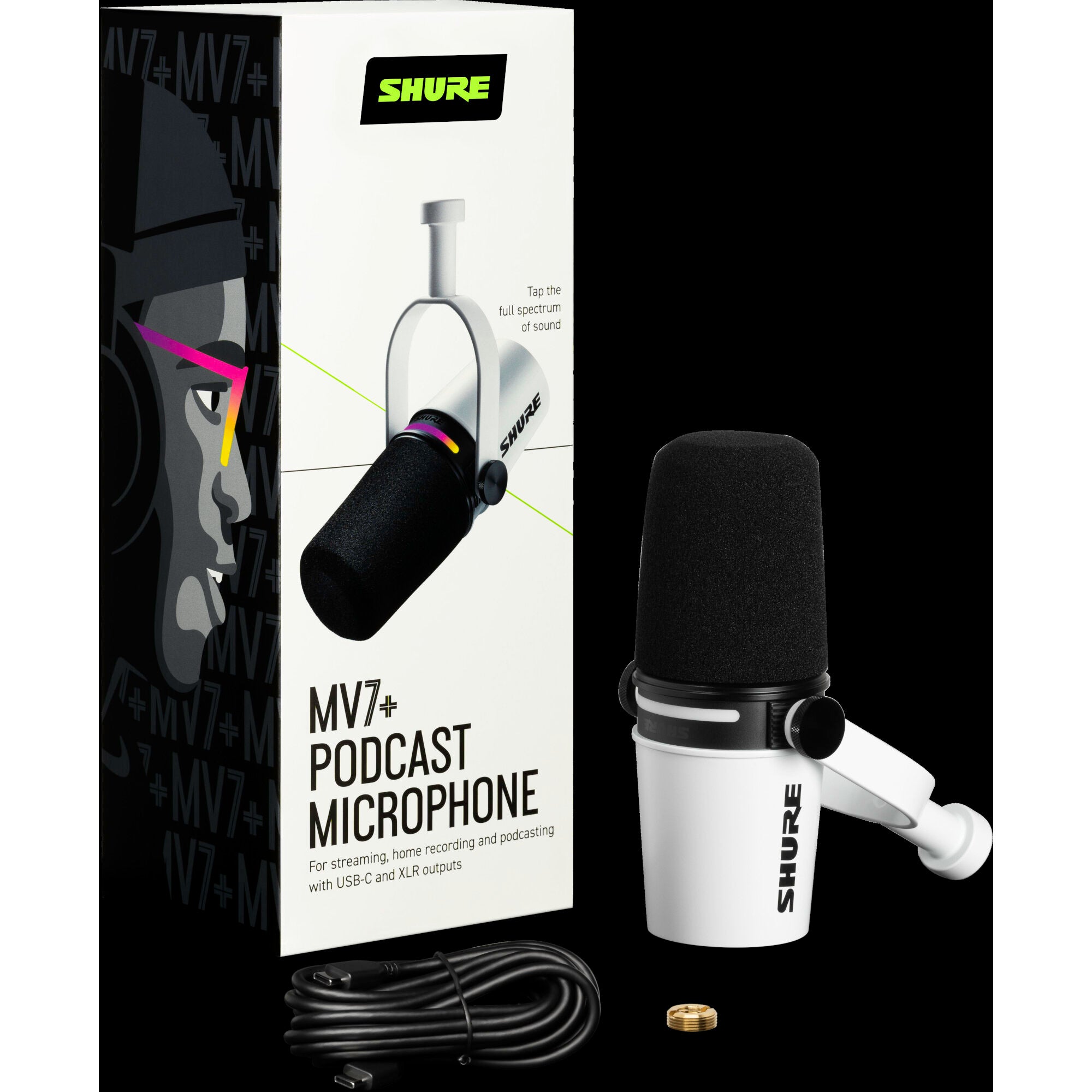 Shure Motiv MV7+ White dynamische xlr/usb broadcast microfoon