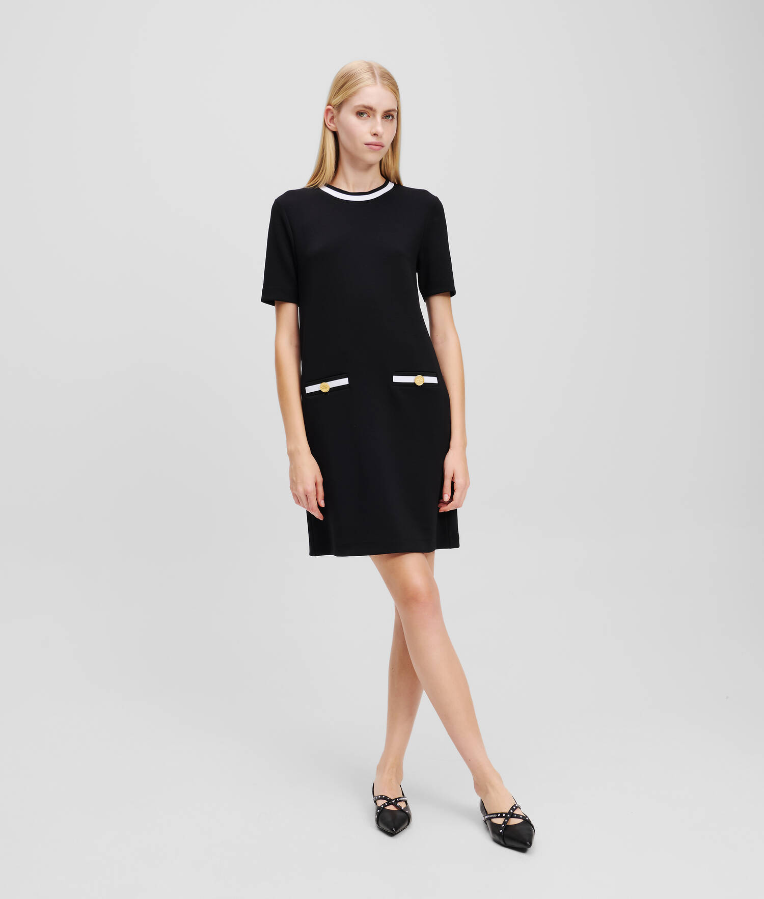 ROBE T-SHIRT KARL ESSENTIAL - Blanc/Noir