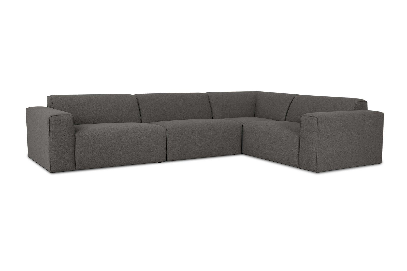 Styl hjørnesofa 3/1,5 hjørnesofa duo puter. Tekstil Lombardo 7 Antracite med sorte ben.