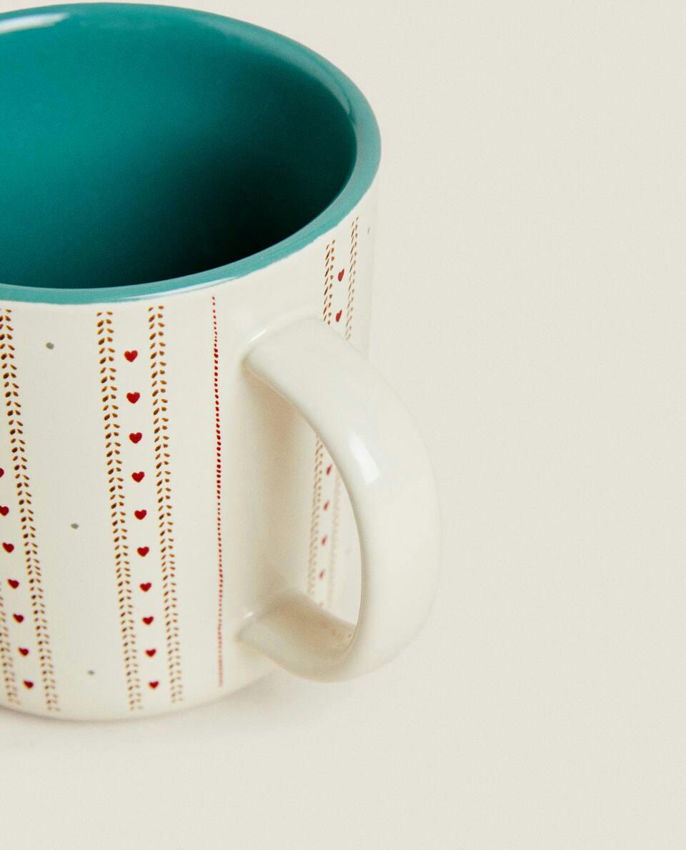 Caneca infantil de cerâmica com desenho de coelho de Natal