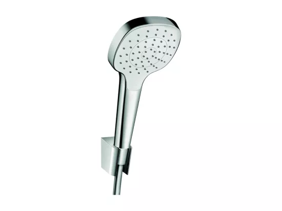 Ensemble support mural et douchette 1jet avec flexible de douche 125 cm blanc/chromé Hansgrohe Croma Select E