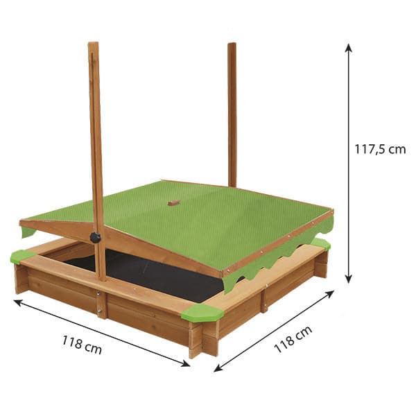 Bac à sable en bois avec parasol