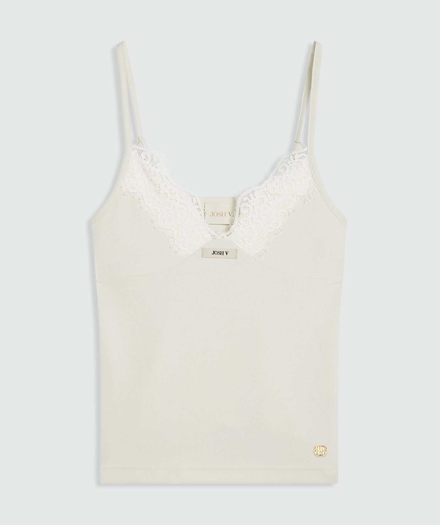 JV-RIVER slim fit top met kant - creme white