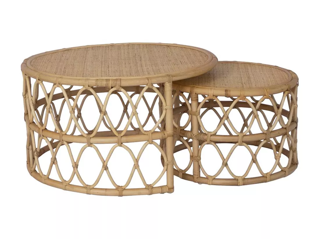 Tables basses gigognes - Rotin - Coloris : Naturel - RONITA