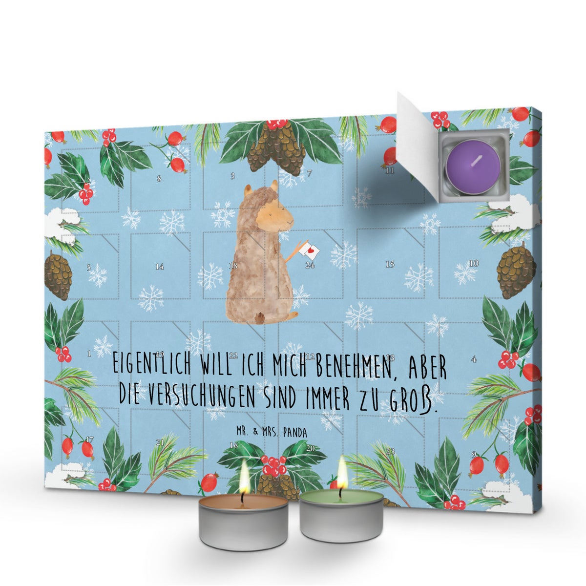 Mr. & Mrs. Panda Geurkaars Adventskalender Alpaca Vlag - Pastelblauw