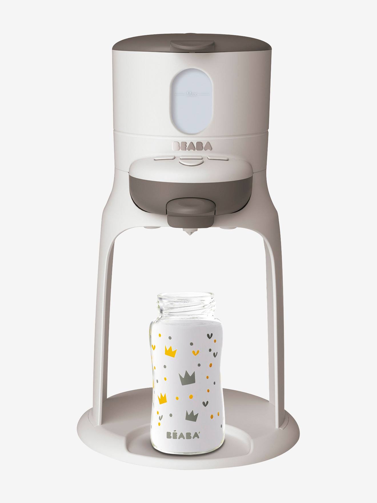 Preparador de mamadeiras 2 em 1 BEABA Bib'Expresso®, branco escuro liso