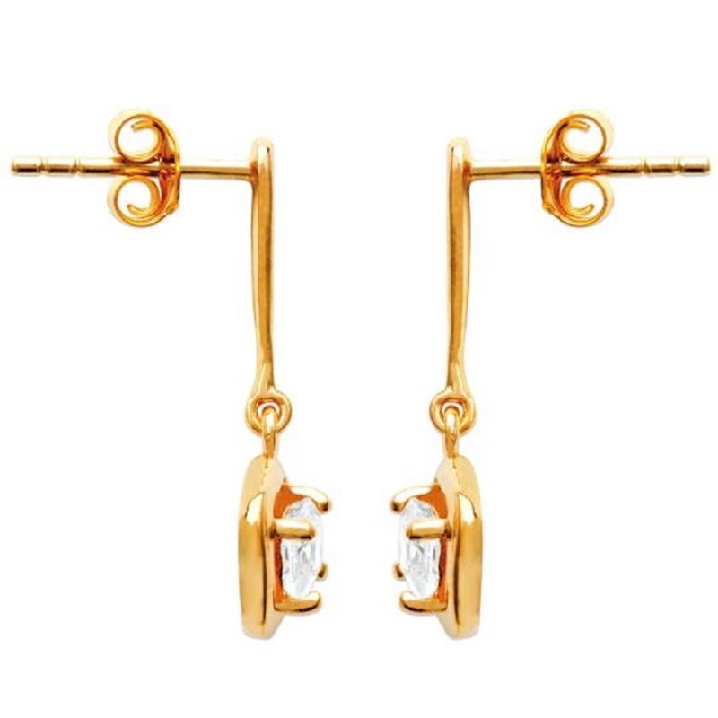 Boucles d'oreilles pendantes losange d'oxyde de zirconium Plaqué OR 750 3 microns