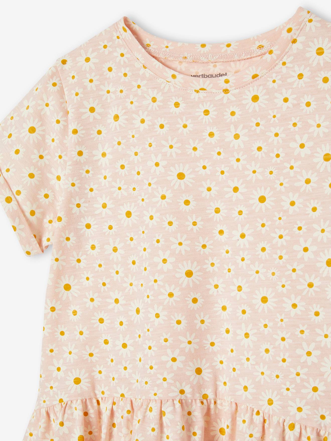 Vestido estampado para meninas, rosa claro