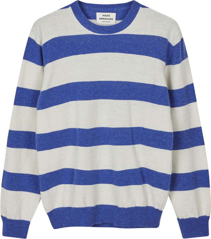 Mads Nørgaard - Copenhagen Eco Wool Stripe Kasey Sweater Blå og hvid med striber