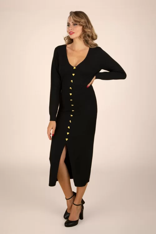Banned Retro Enid gebreide jurk in zwart