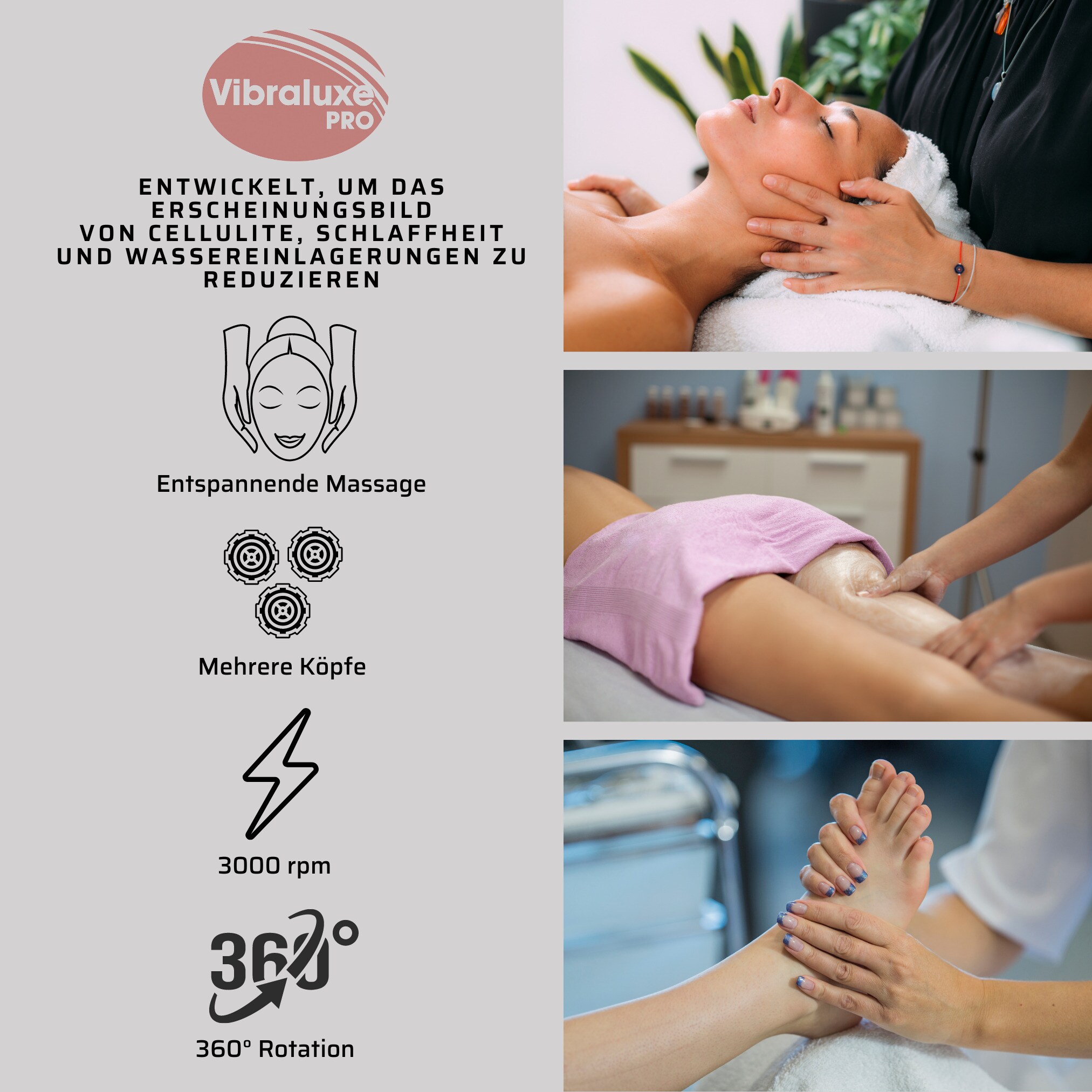 Vibraluxe Pro® Massagegerät Damen - Anti Cellulite 5 in 1 Vibraluxe Pro Gold