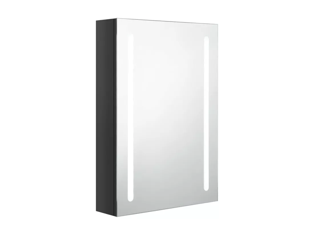 Armoire de salle de bain à miroir LED noir brillant 50x13x70 cm
