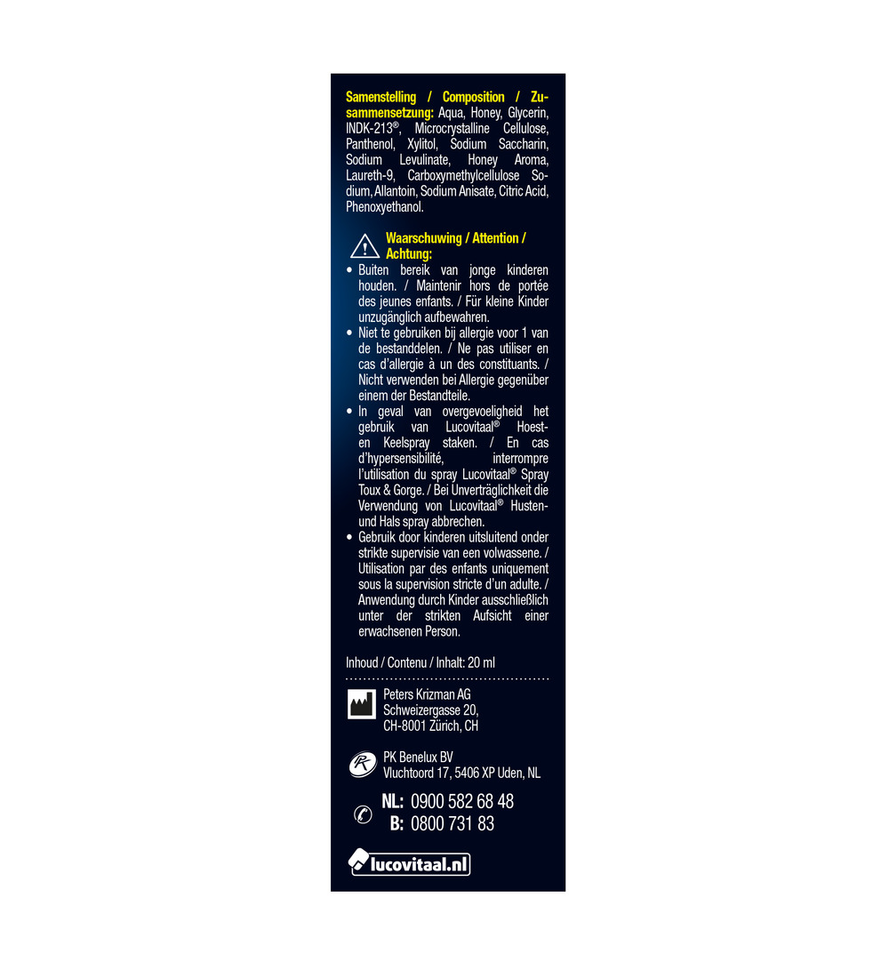 Lucovitaal Keel & Hoestspray (20 ml)