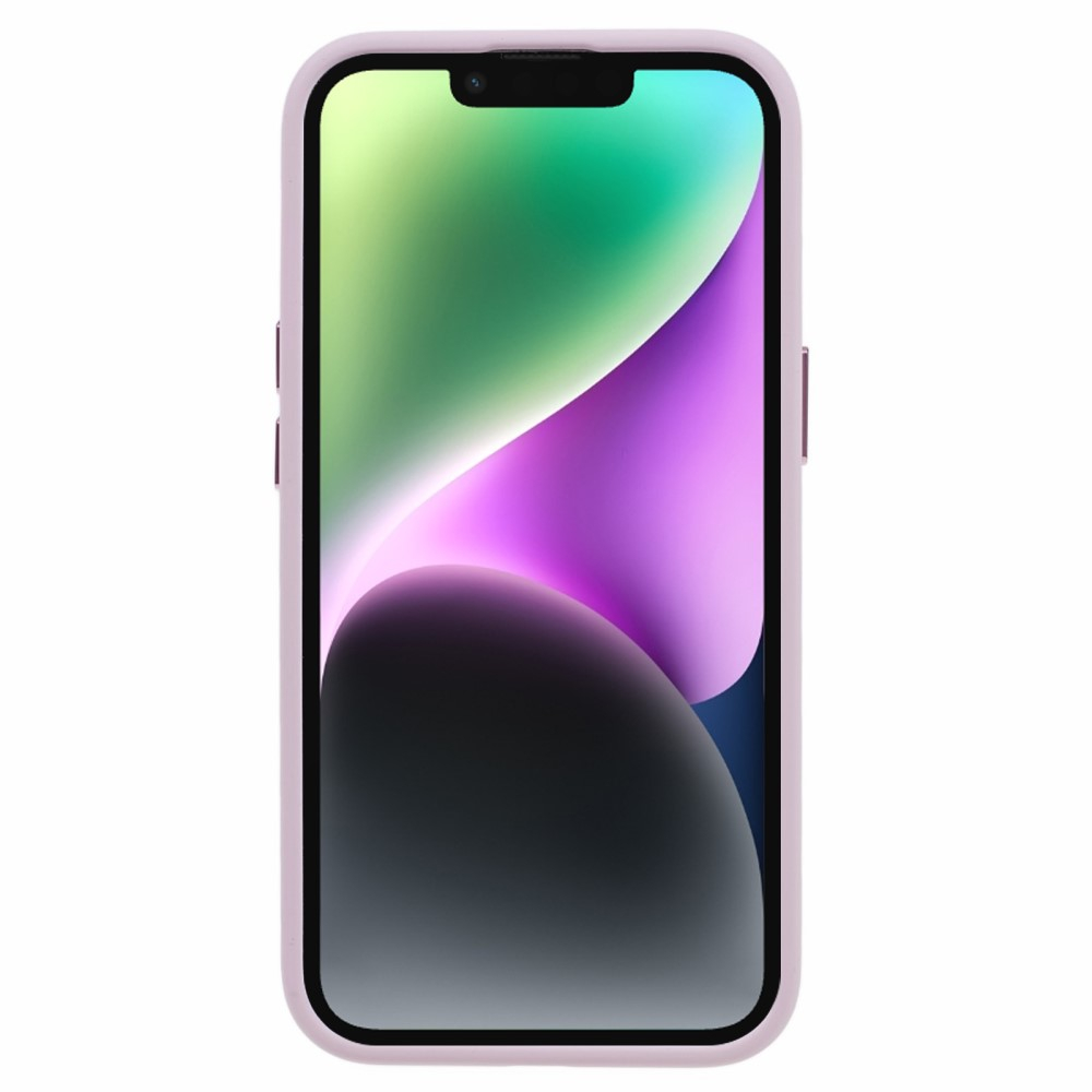 iPhone 15 Silikon Hardcase Hülle mit Metall Kamerarahmen - Rosa
