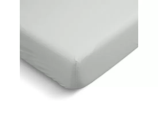 Drap housse uni 100% Percale de coton - Gris clair - 160x200cm