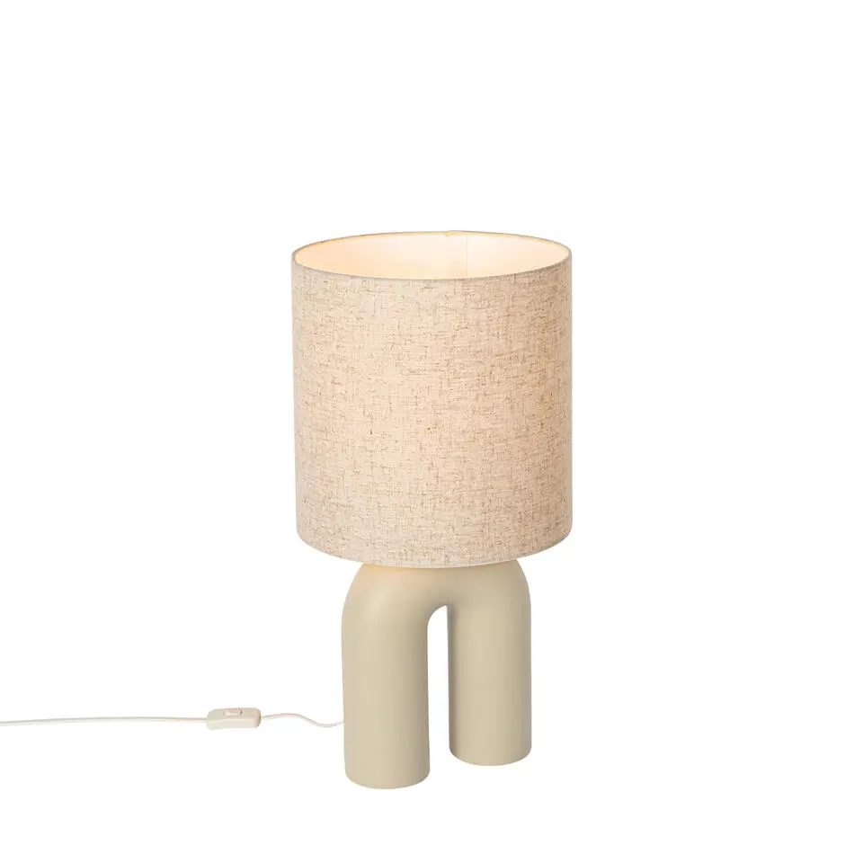 Qazqa tafellampen lotti beige e27