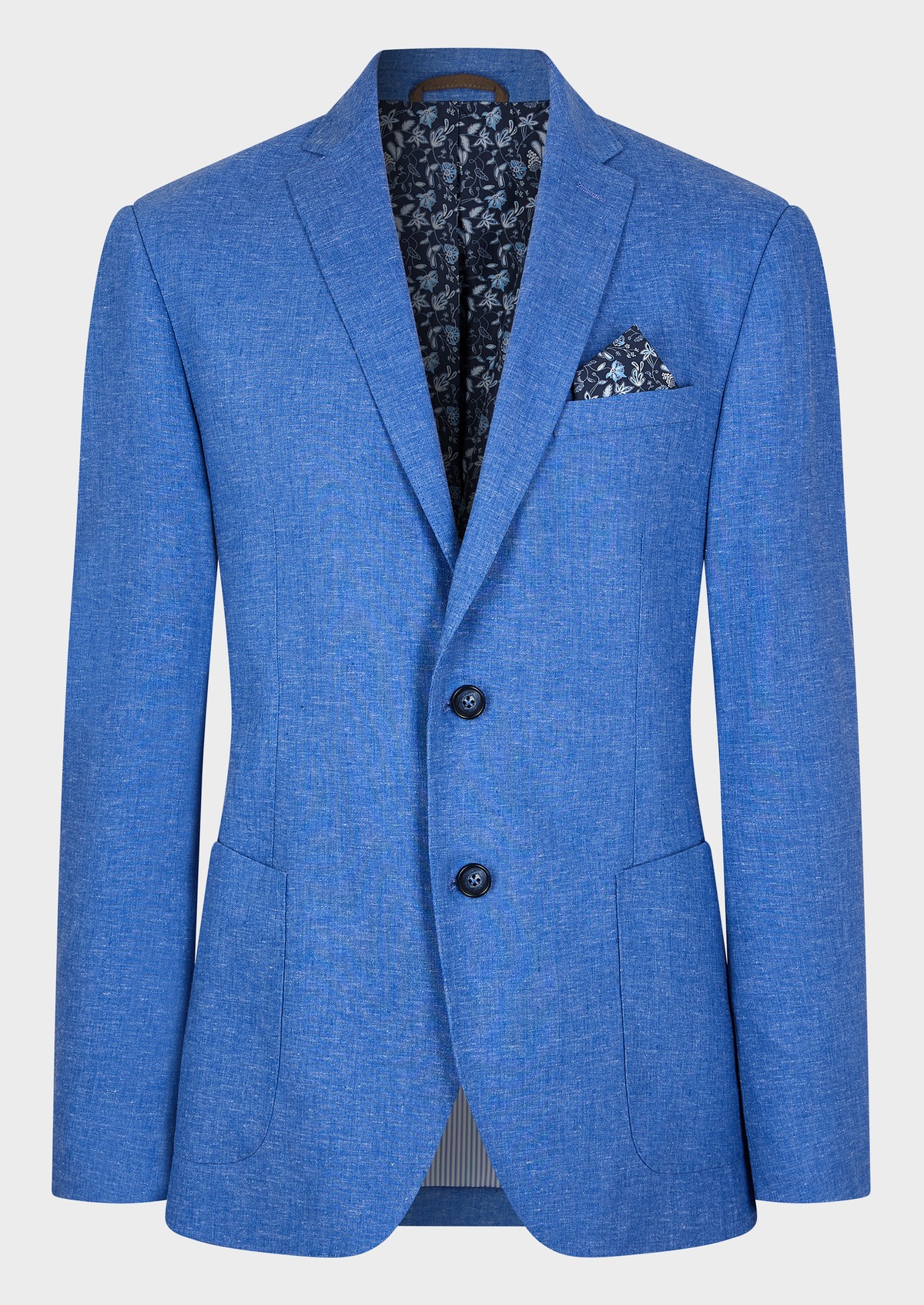 Veste coordonnable Regular en lin mélangé uni bleu chambray
