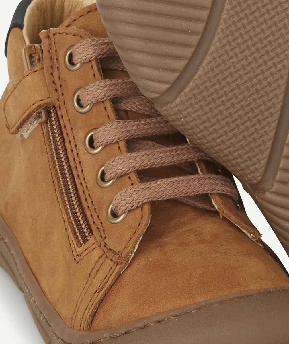 BOPYBOTTINES PREMIER PAS BÉBÉ EN CUIR CAMEL ET MARRON