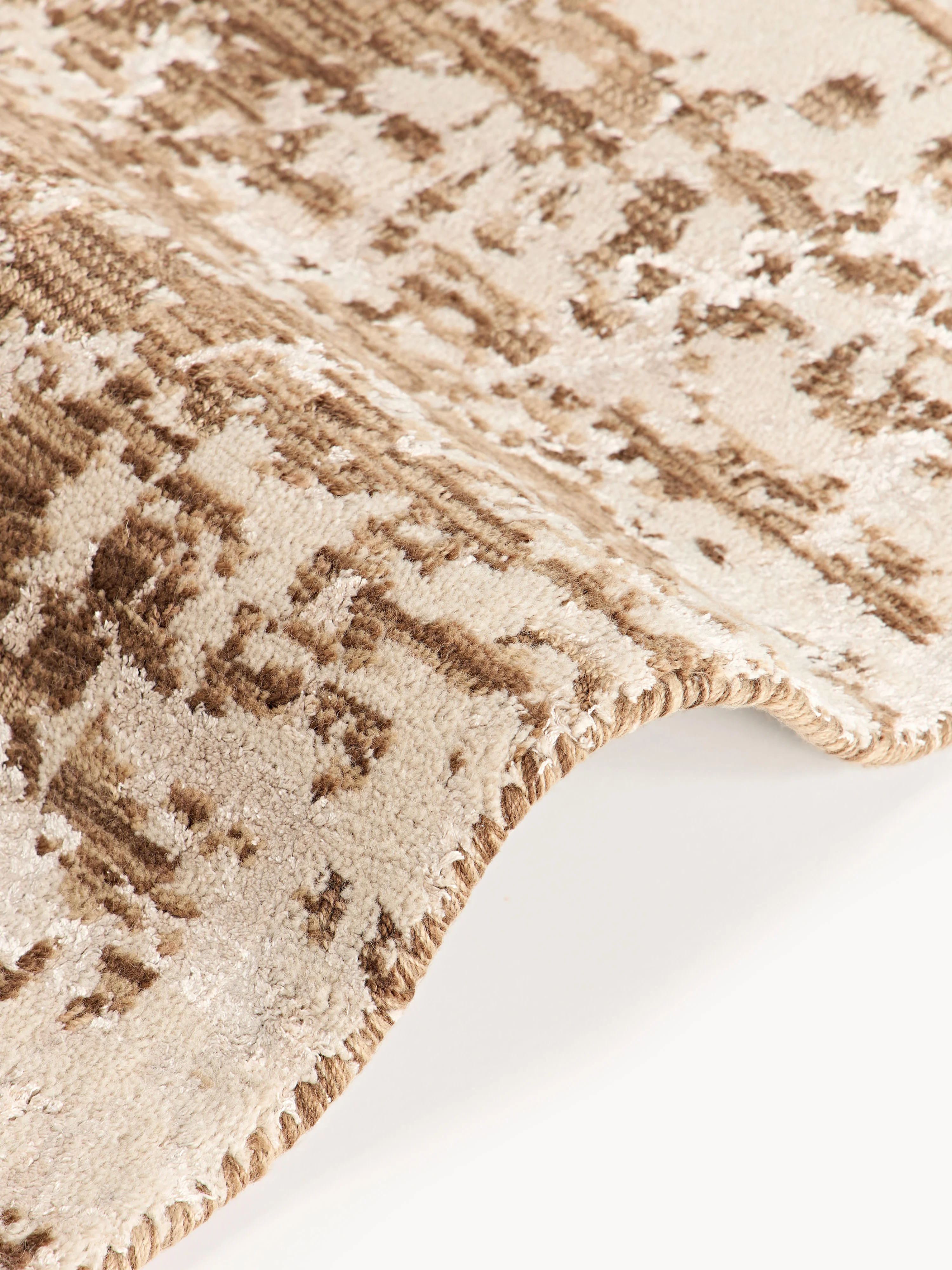 Rond wollen vloerkleed Cynthia met abstract patroon, handgeweven