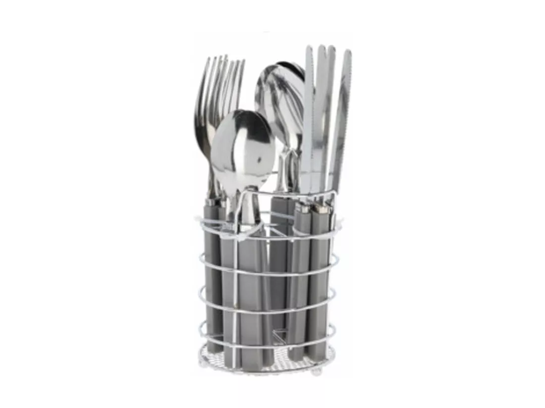 Well Home Set de 17 Couverts sur Support - Acier Inoxydable avec Manche PP