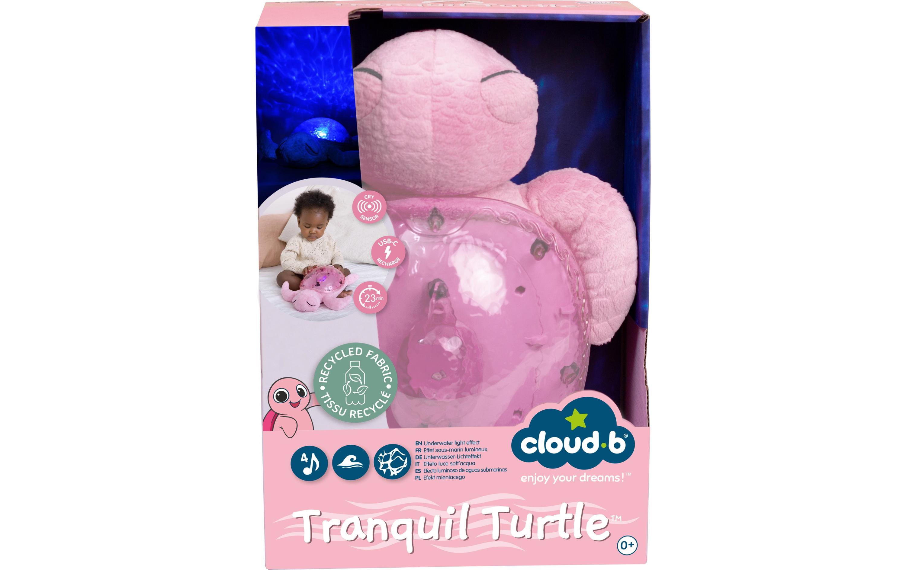 Nachtlicht Projektor Tranquil Turtle PinkMusikalische Schildkröte mit wiederaufladbarem Akku