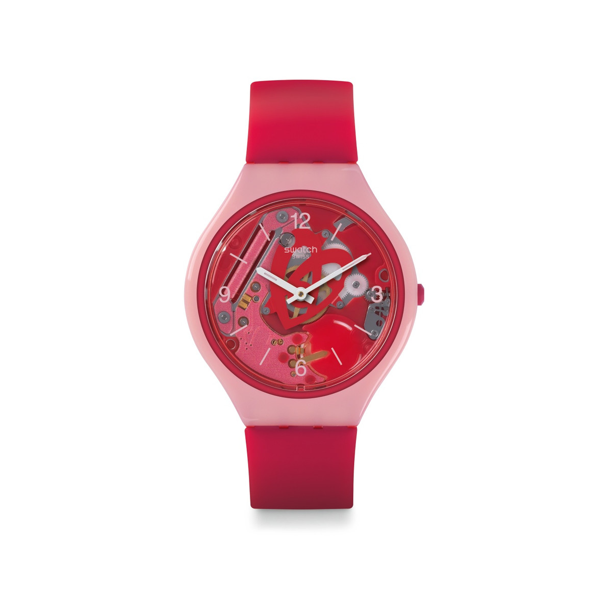 Montre Swatch mixte plastique silicone rose