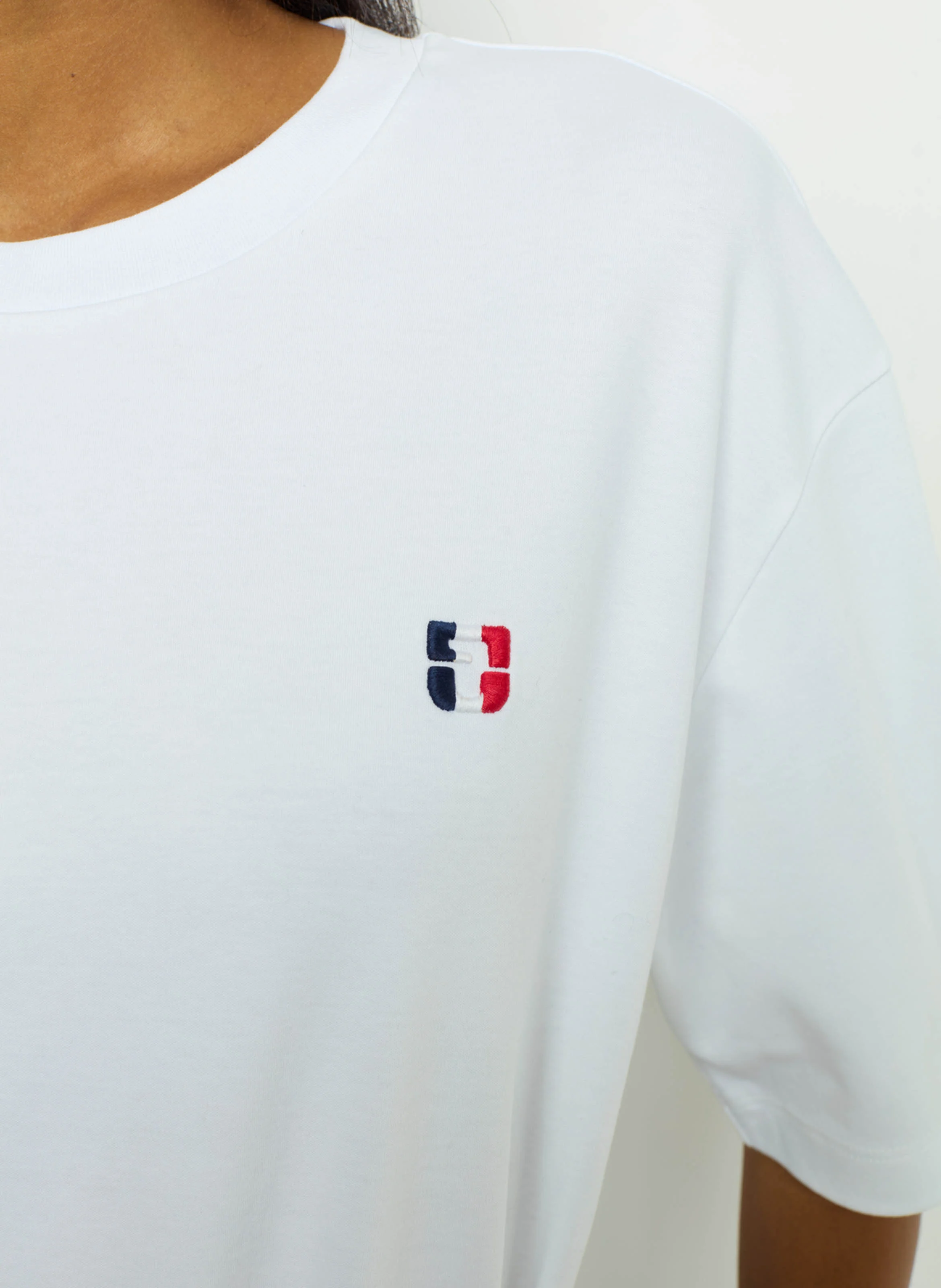 ALEXANDRINE - Tee-shirt col rond droit en coton | Blanc