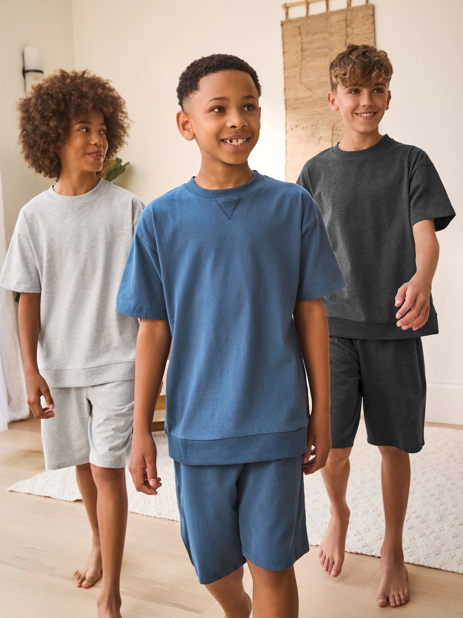 Donkerblauw/grijs - Pyjama met korte pijpen 3 stuks (3-16jaar) (3-16jaar)